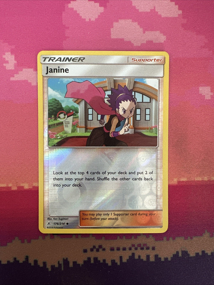 Pokemon Card Janine Unbroken Bonds Reverse Holo 176/214 Near Mint