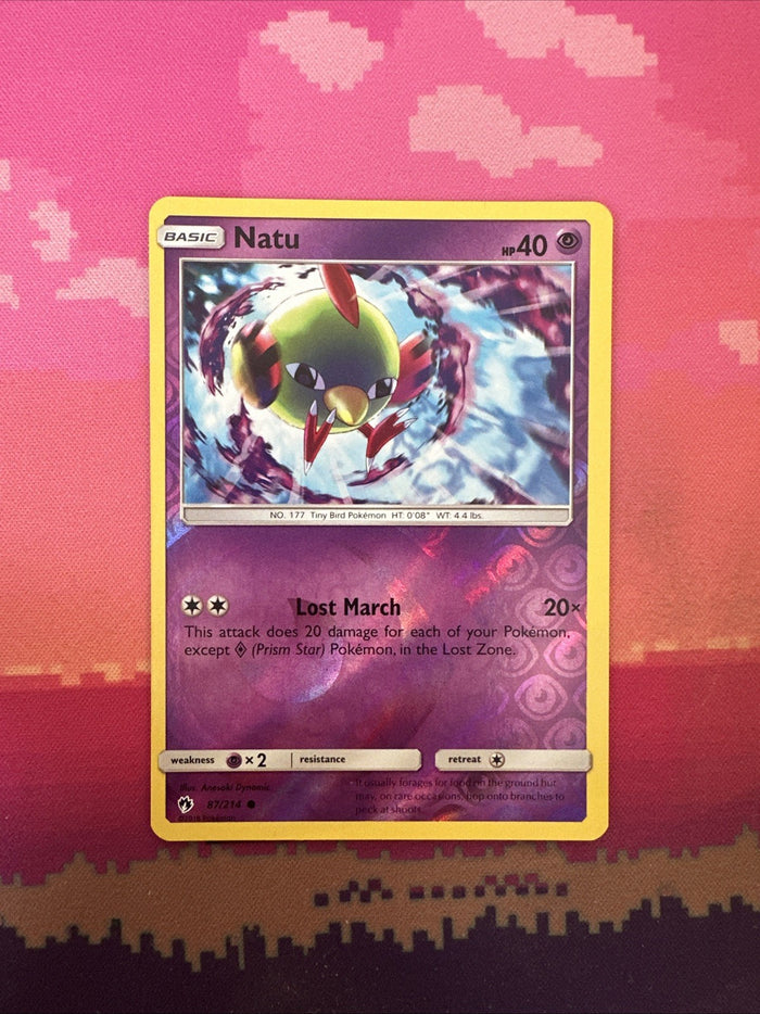 Pokemon Card Natu Lost Thunder Reverse Holo 87/214 Near Mint Condition