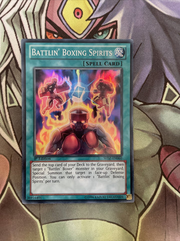 SHSP-EN060 Battlin' Boxing Spirits Super Rare 1st Edition NM Yugioh