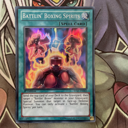 SHSP-EN060 Battlin' Boxing Spirits Super Rare 1st Edition NM Yugioh