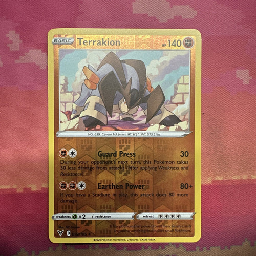 Pokemon Card Terrakion Vivid Voltage Reverse Holo Rare 092/185 Near Mint