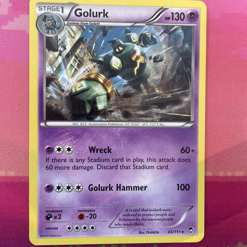 Pokemon Card Golurk Furious Fists Rare 43/111  Near Mint