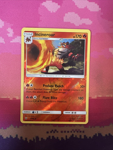 Pokemon Card Incineroar Shining Legends Reverse Holo 17/73 NM