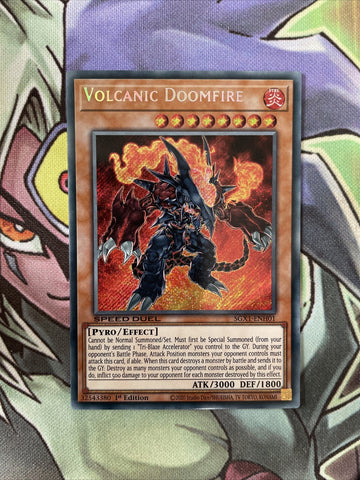 SGX1-ENH01 Volcanic Doomfire Secret Rare Speed Duel NM Yugioh Card
