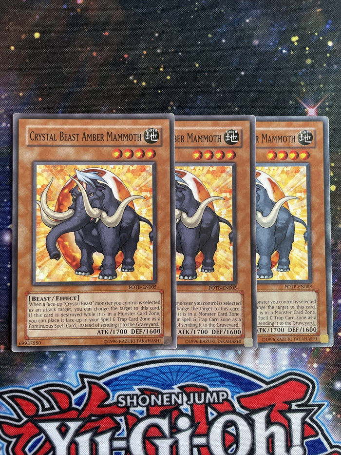 FOTB-EN005 x3 Crystal Beast Amber Mammoth Common Playset Yugioh