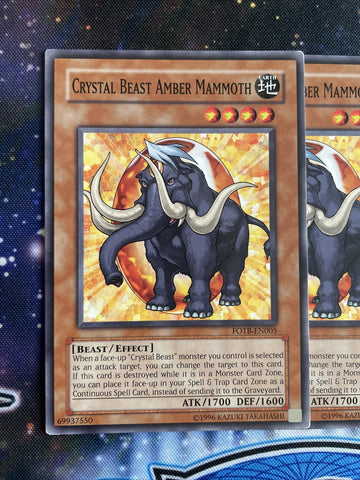 FOTB-EN005 x3 Crystal Beast Amber Mammoth Common Playset Yugioh (back)
