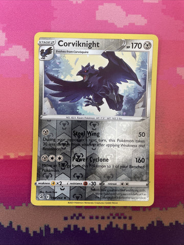 Pokemon Card Corviknight Fusion Strike Reverse Holo Rare 190/264 NM