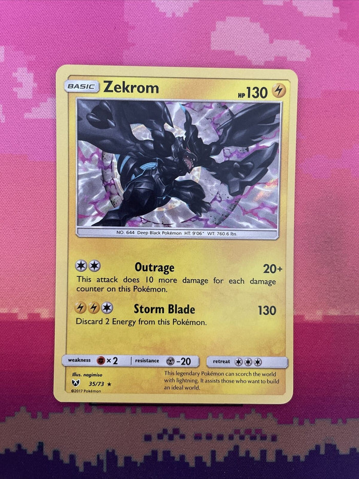 Pokemon Card Zekrom Shining Legends Holo Rare 35/73 NM