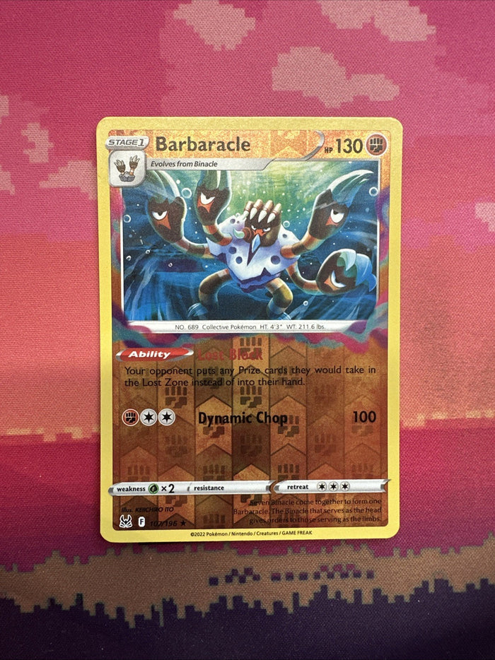 Pokemon Card Barbaracle Lost Origin Reverse Holo Rare 107/196 Near Mint