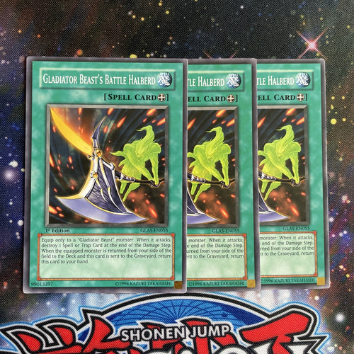 GLAS-EN055 x3 Gladiator Beast's Battle Halberd Common Playset Yugioh