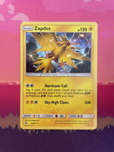 Pokemon Card Zapdos Hidden Fates Holo Rare 24/68 NM