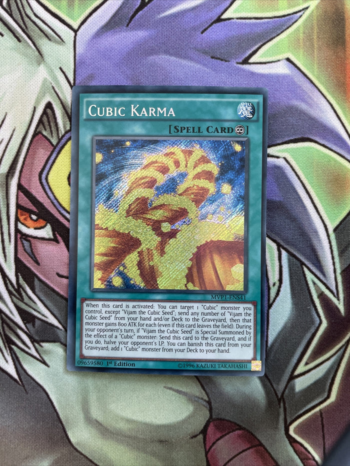 MVP1-ENS41 Cubic Karma Secret Rare 1st Edition NM Yugioh Card