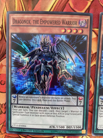 CT13-EN006 x3 Dragonox, the Empowered Warrior Super Yugioh Card Limited Edit (back)