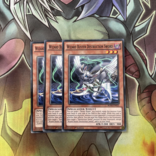 BOSH-EN021 x3 Wizard Buster Destruction Sword Common Excellent Condition Yugioh