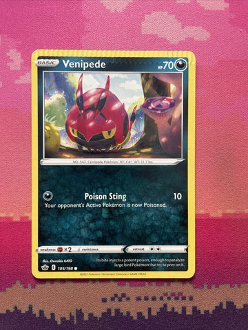 Pokemon Card Venipede CRIMPED Chilling Reign 105/198 Near Mint