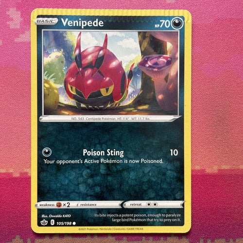 Pokemon Card Venipede CRIMPED Chilling Reign 105/198 Near Mint