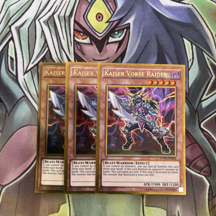 MVP1-ENG02 x3 Kaiser Vorse Raider Gold Rare Excellent Conditon Yugioh