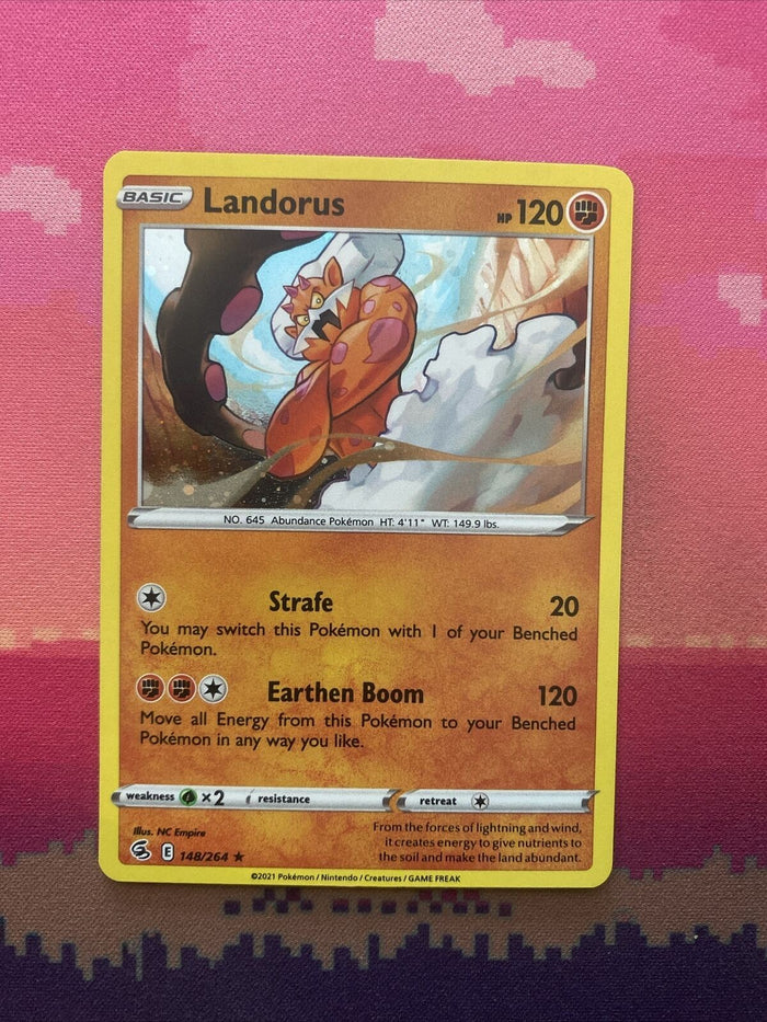 Pokemon Card Landorus Fusion Strike Cosmo Holo Rare 148/264 NM