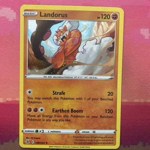 Pokemon Card Landorus Fusion Strike Cosmo Holo Rare 148/264 NM