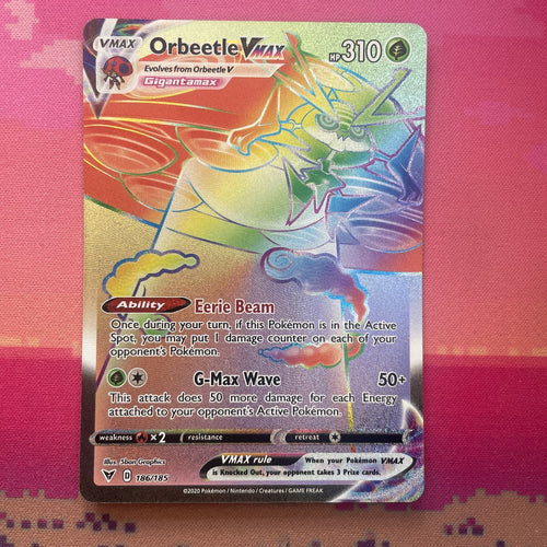 Pokemon Card Orbeetle 186/185 Secret Rare Vivid Voltage NM