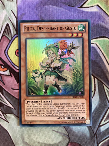 PRIO-EN029 Pilica, Descendant Of Gusto Super Rare UNL Edition NM Yugioh Card