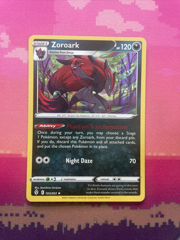Pokemon Card Zoroark Evolving Skies Holo 103/203 NM