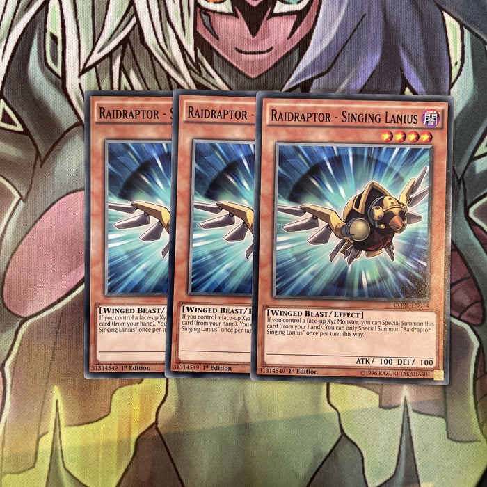 CORE-EN014 x3 Raidraptor - Singing Lanius Common Excellent Condition Yugioh