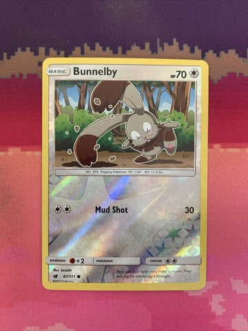 Pokemon Card Bunnelby Crimson Invasion Reverse Holo 87/111 Near Mint