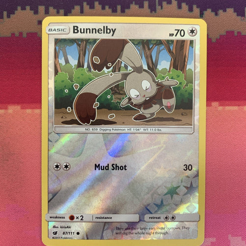 Pokemon Card Bunnelby Crimson Invasion Reverse Holo 87/111 Near Mint