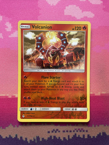 Pokemon Card Volcanion Unbroken Bonds Reverse Holo Rare 25/214 NM