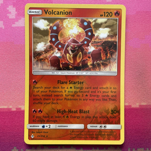 Pokemon Card Volcanion Unbroken Bonds Reverse Holo Rare 25/214 NM