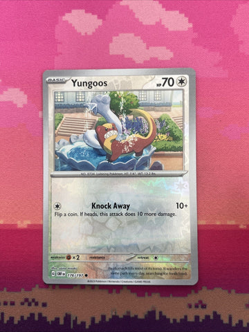Pokemon Card Yungoos MISPRINT HOLO + REVERSE In ONE Obsidian Flames Near Mint (back)