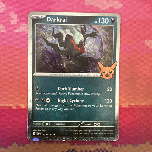 Pokemon Card Darkrai Trick Or Trade Cosmo Holo Rare 136/197 Near Mint