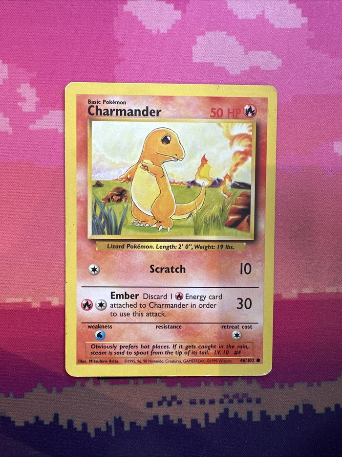 Pokemon Card Charmander Base Set Common 46/102 Light Play/MP