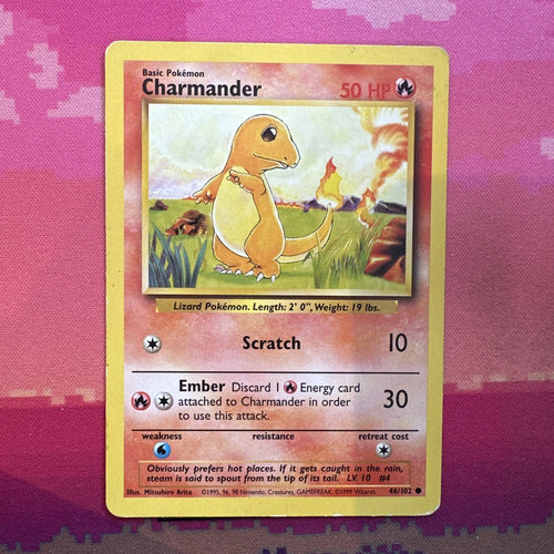 Pokemon Card Charmander Base Set Common 46/102 Light Play/MP