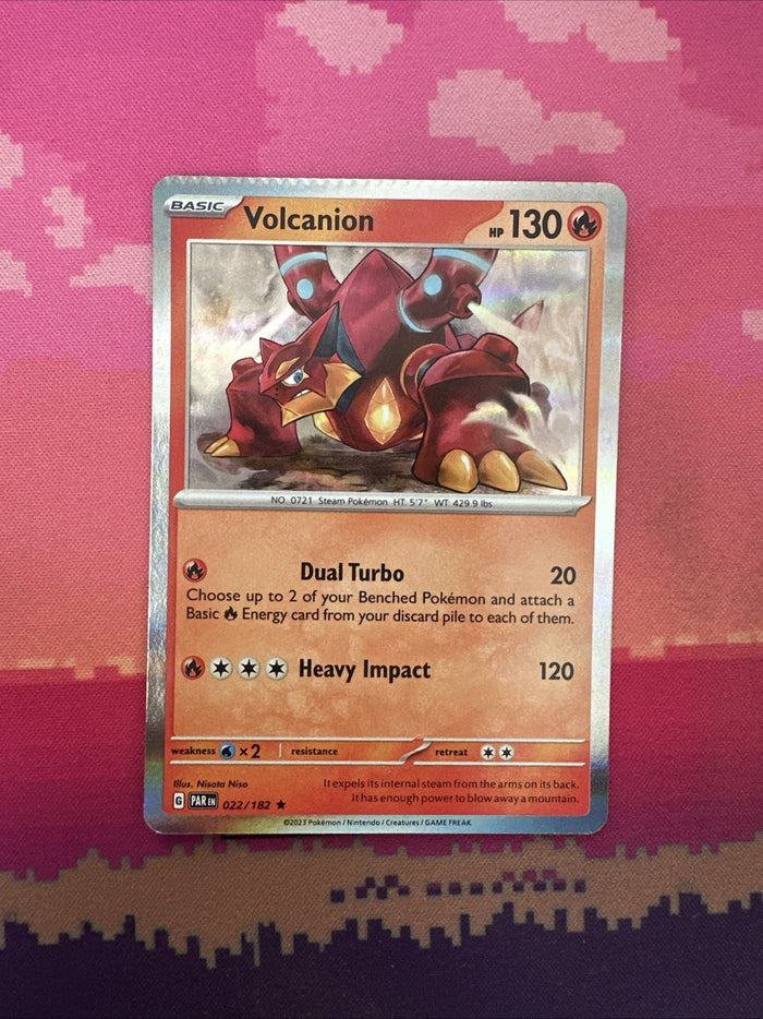 Pokemon Card Volcanion Paradox Rift Holo Rare CRIMPED 022/182 Near Mint