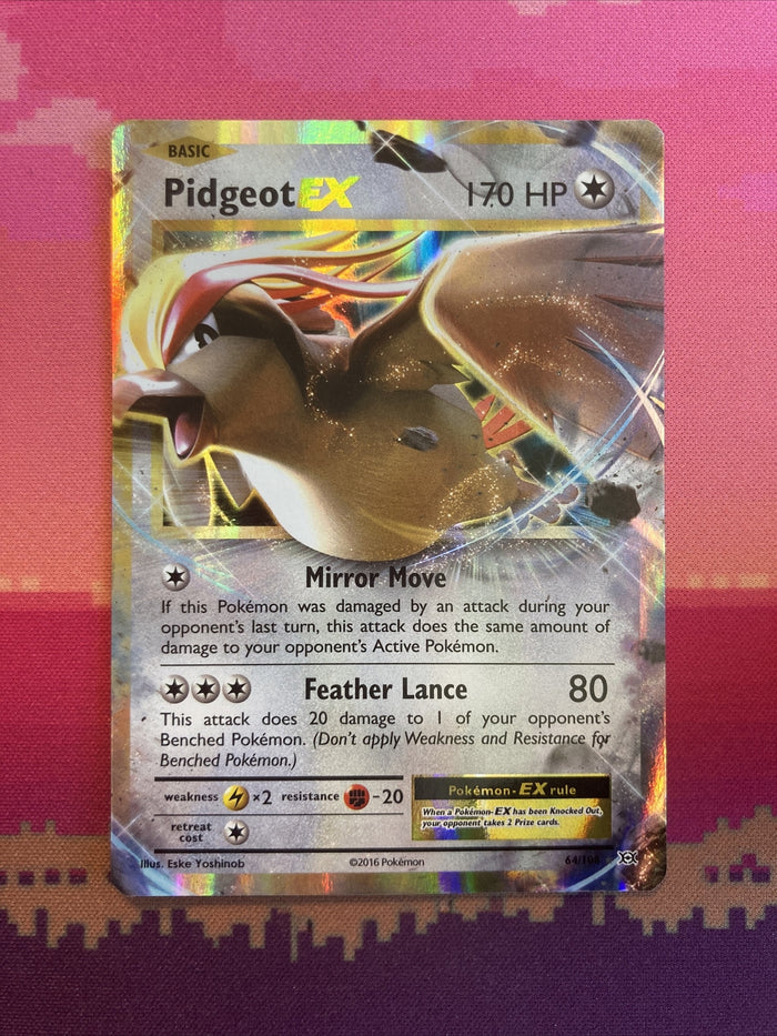 Pokemon Card Pidgeot EX 64/108 Ultra Rare Half Art NM
