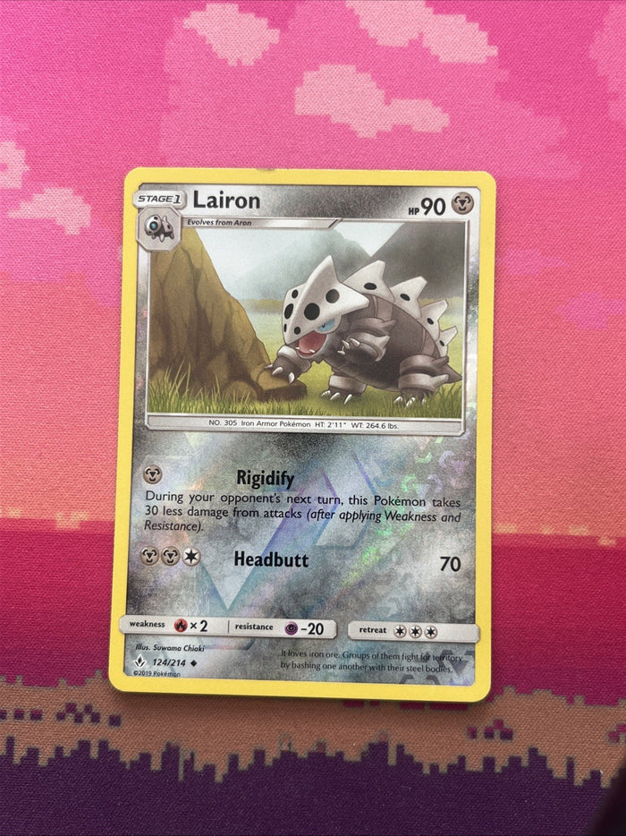 Pokemon Card Lairon Unbroken Bonds Reverse Holo 124/214 Near Mint