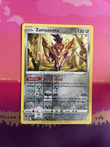 Pokemon Card Zamazenta Crown Zenith Reverse Holo Rare 097/159 Near Mint