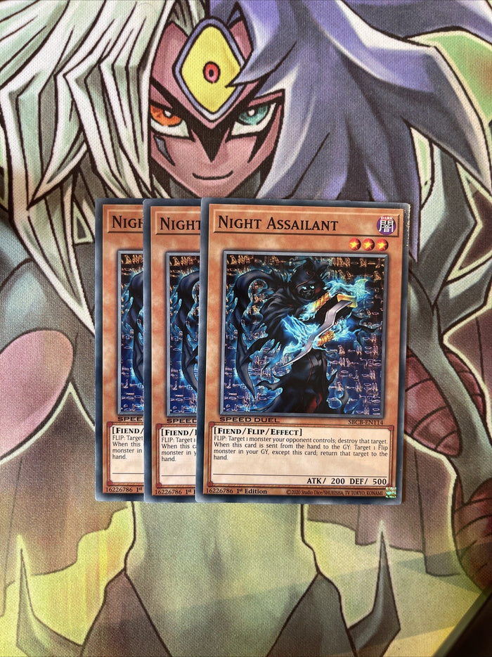 SBCB-EN114 x3 Night Assailant Common Excellent Condition Yugioh