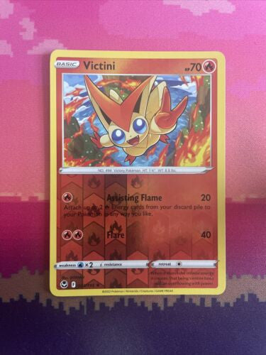 Pokemon Card Victini Silver Tempest Reverse Holo Rare 023/195 Near Mint