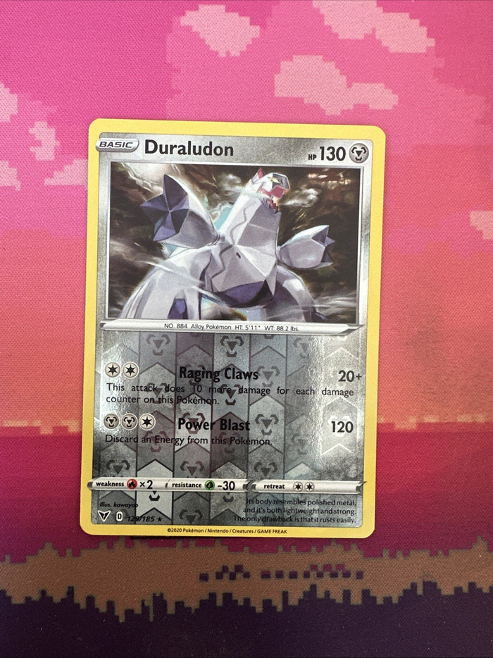 Pokemon Card Duraludon Vivid Voltage Reverse Holo Rare 129/185 Near Mint