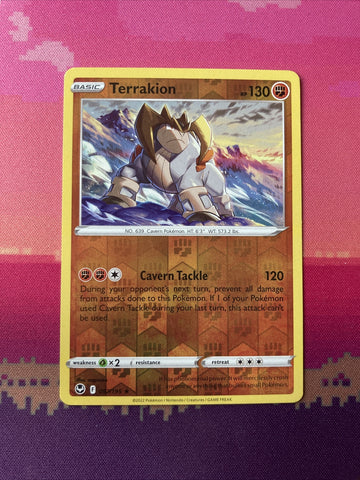 Pokemon Card Terrakion Silver Tempest Reverse Holo Rare 097/195 Near Mint
