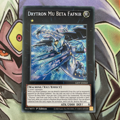 LIOV-EN043 Drytron Mu Beta Fafnir Secret Rare 1st Edition NM Yugioh Card