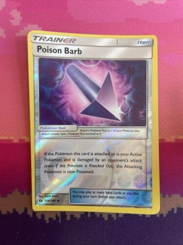 Pokemon Card Poison Barb Sun & Moon Reverse Holo Uncommon 124/149 NM