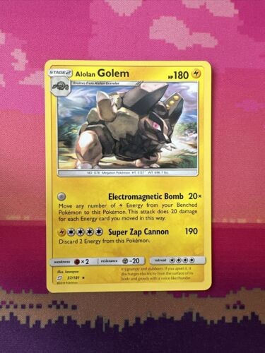 Pokemon Card Alolan Golem Team Up Rare 37/181 Near Mint
