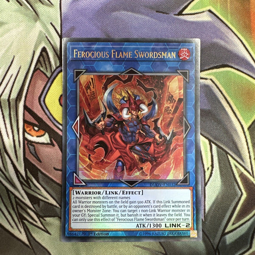 DUOV-EN032 Ferocious Flame Swordsman Ultra Rare 1st Edition NM Yugioh Card