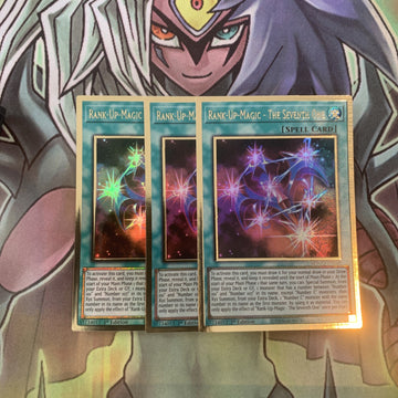 MAGO-EN049 x3 Rank-Up-Magic - The Seventh One Gold Rare Excellent Cond Yugioh