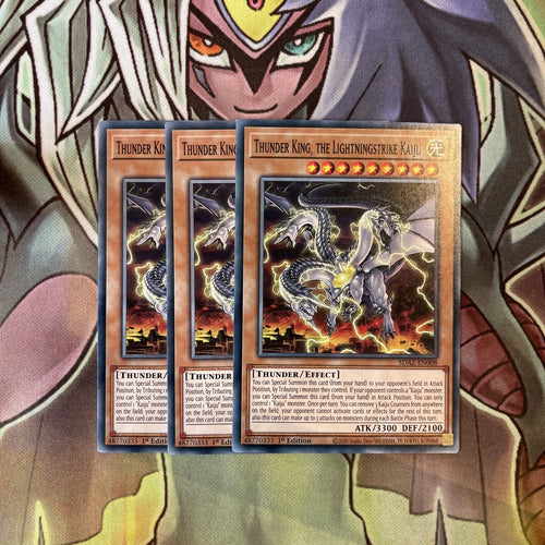 SDAZ-EN008 x3 Thunder King, the Lightningstrike Kaiju Common Exc Cond Yugioh