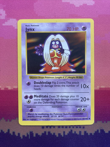 Pokemon Card Jynx Shadowless Base Set Uncommon 31/102 Near Mint Condition